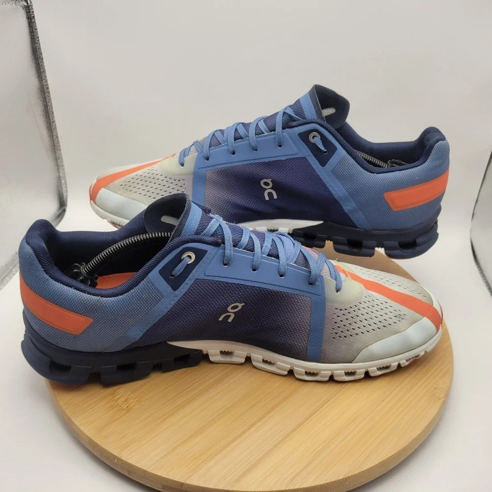 On Running Cloudflow Mens Blue Orange Grey Running Shoes 35.99237 Size 13